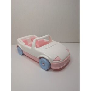 Vintage 1992 Playskool Pink White Convertible Car Toy with Trunk 11.5 Inch